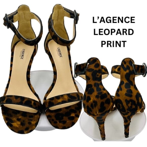 L’AGENCE Gisele ll Heel in Natural Leopard Hair Print size 37 (US 6.5) - Picture 1 of 11